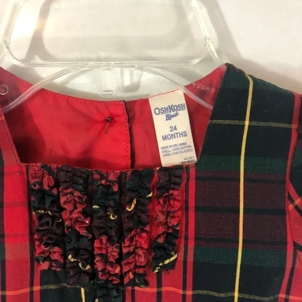 OshKosh B’gosh Plaid Holiday Christmas Dress Size 24 months